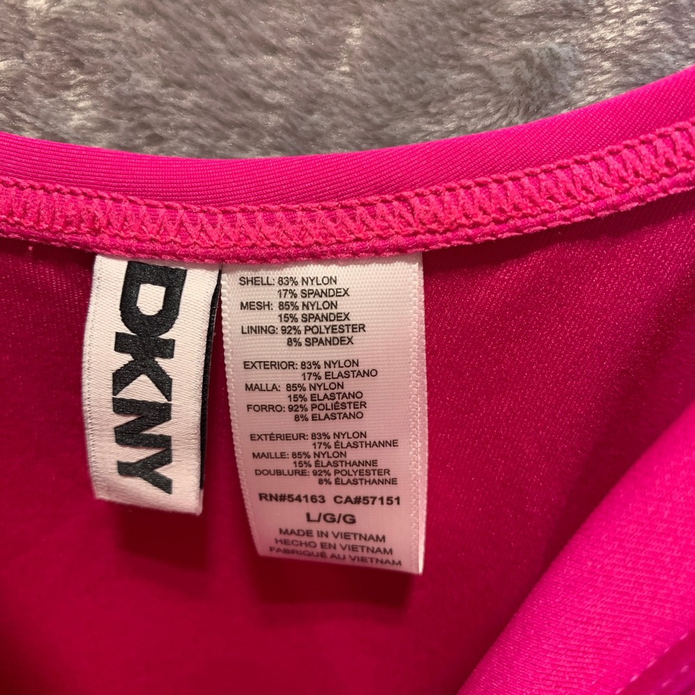 DKNY Womens Pink Ruched Surplice One Piece Swimsuit DIMMS559 L Beach Summer - Picture 5 of 7